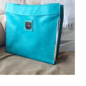 Miche Jay Teal Shoulder Bag Faux Leather Hobo Purse Silver Hardware EUC